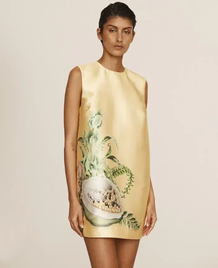 Alemais Sol Satin Crepe Mini Dress Yellow Size 10 - Image 2