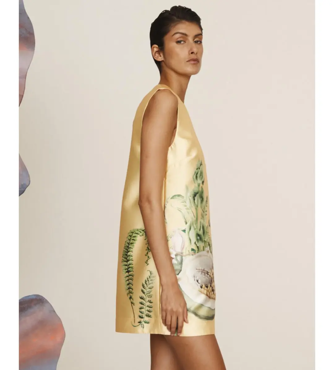 Alemais Sol Satin Crepe Mini Dress Yellow Size 10 for rent on The Volte - main image