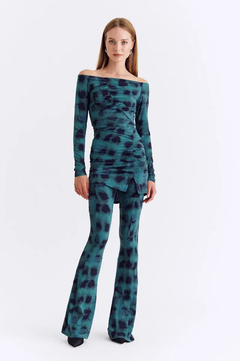 Suboo Shibori Gathered Pants Green Size 8/S - Image 1
