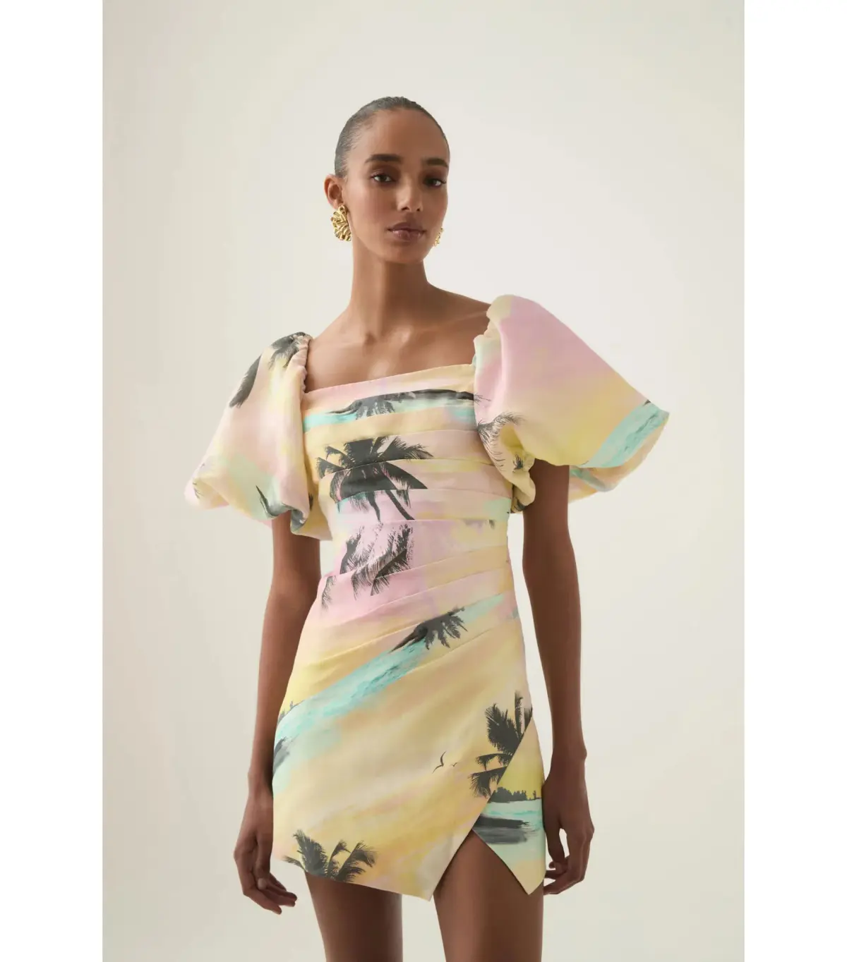 Aje Paradise Wrap Front Mini Dress Sunset Sky Size AU 10 - Image 3