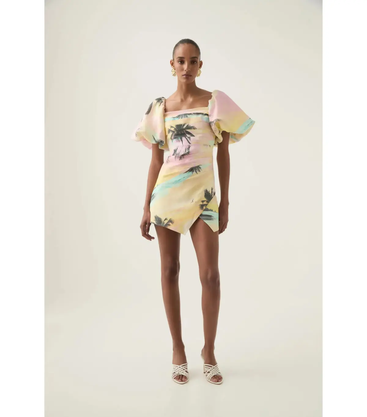 Aje Paradise Wrap Front Mini Dress Sunset Sky Size AU 10 - Image 1