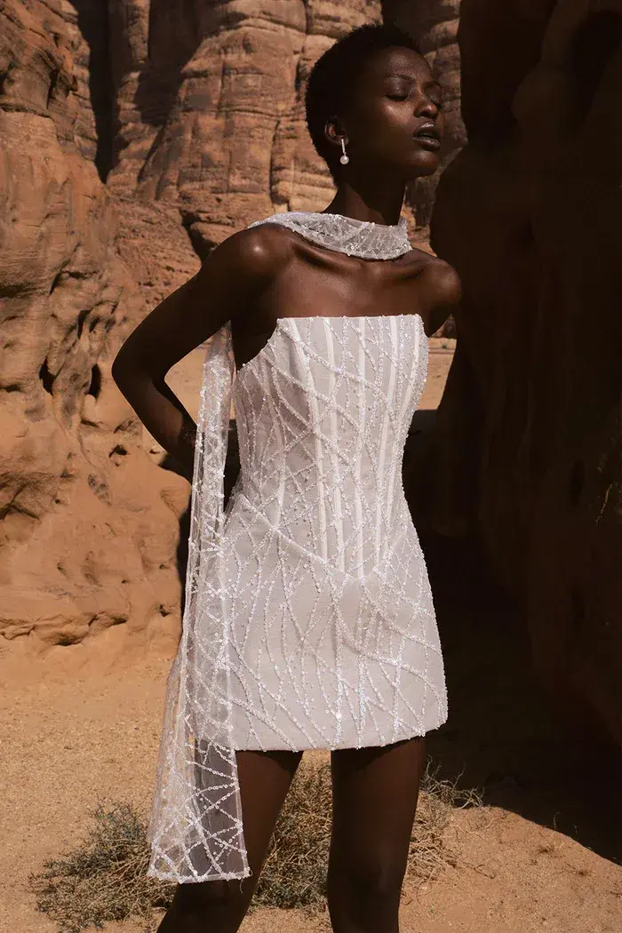 ELIYA THE LABEL Leora Dress and Ayla Beaded Scarf Size M - Image 3
