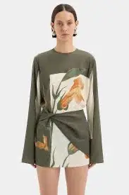 Sir The Label Constance Twist Mini Dress Print Size 2 - Image 1
