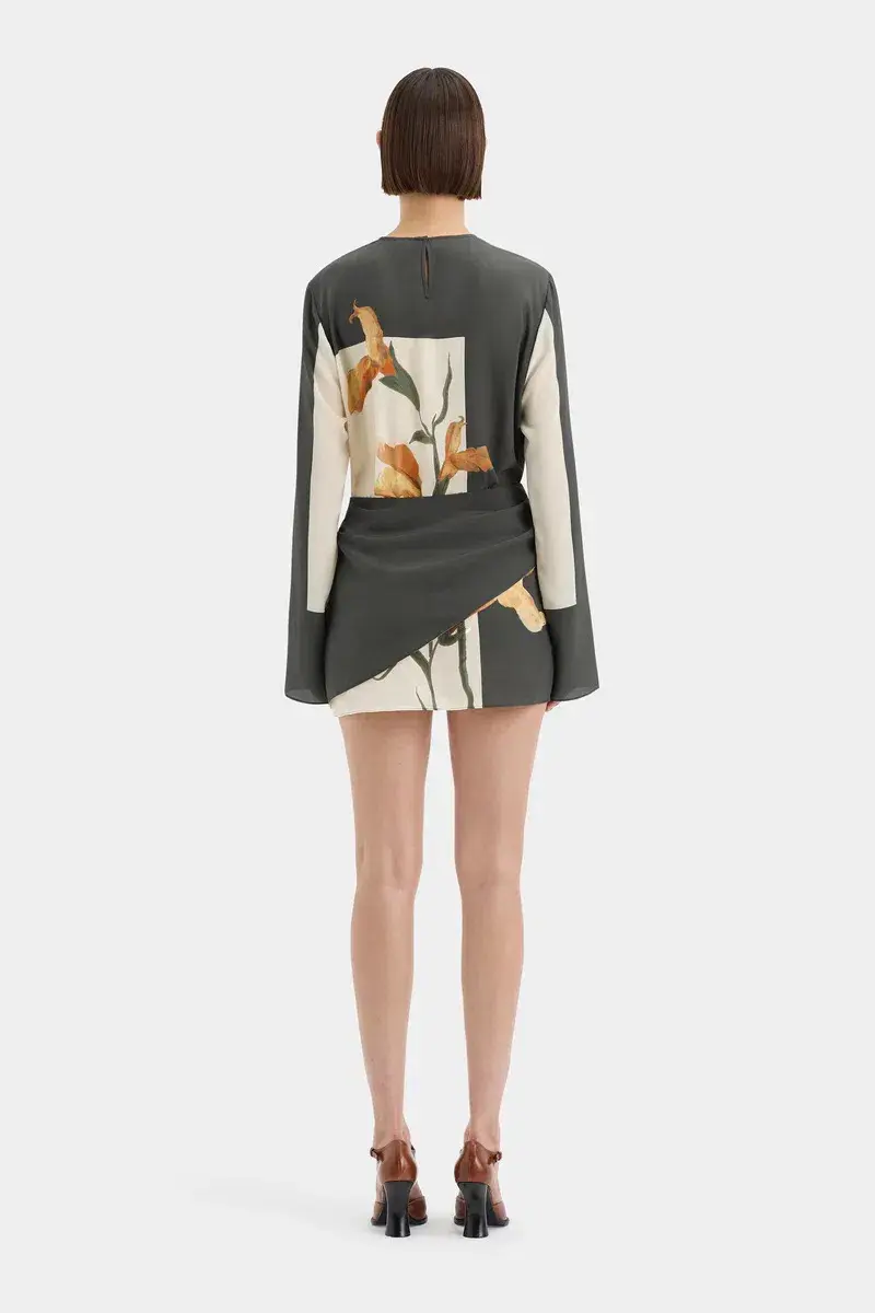 Sir The Label Constance Twist Mini Dress Print Size 2 - Image 2