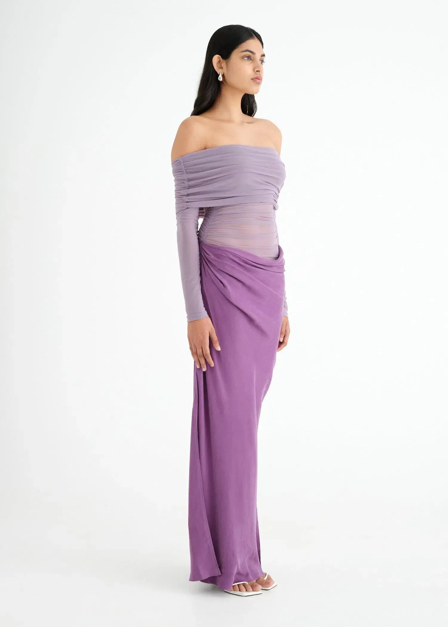 Benni Yasmin Off Shoulder Maxi Dress Vintage Orchid Size 8 - Image 2