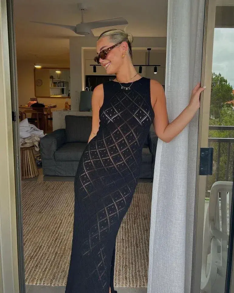 Dissh Sorrento Crochet Maxi Dress Black Size 10 - Image 1
