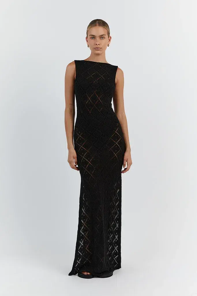 Dissh Sorrento Crochet Maxi Dress Black Size 10 - Image 2