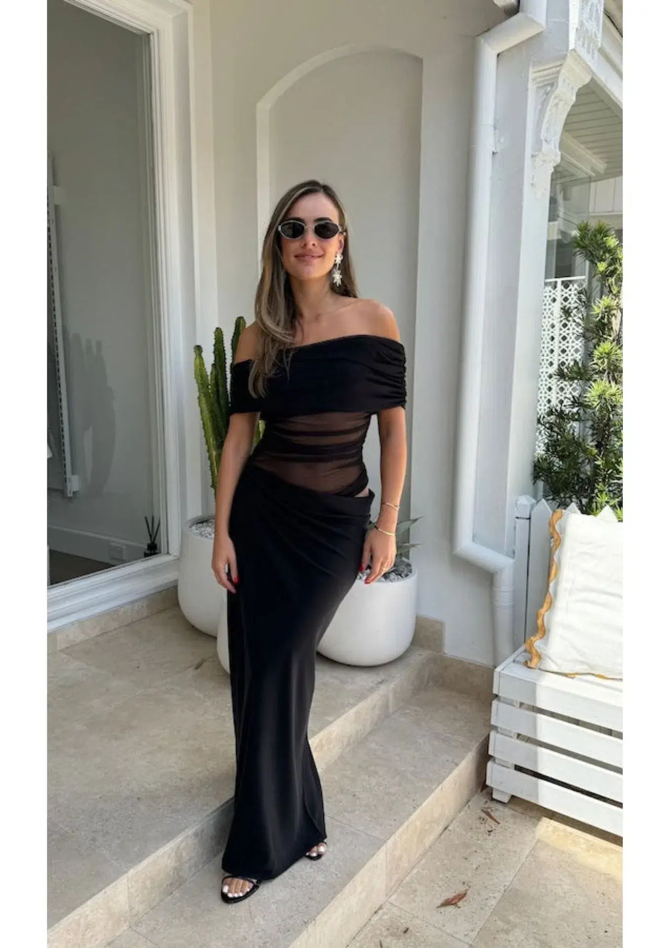 Benni Nico Off Shoulder Maxi Dress Black Size 6 - Image 2