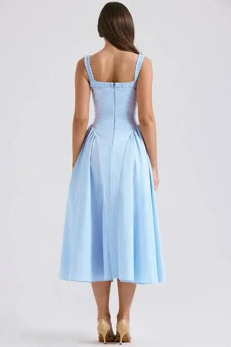 HOUSE OF CB DOROTHY MIDI SUNDRESS ITALIAN AZURE SIZE 6 - Image 2