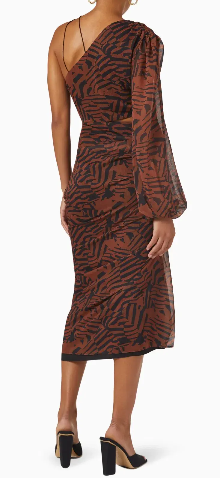 MISHA Bernadette Zebra Print Midi Dress Brown Size 8 - Image 3