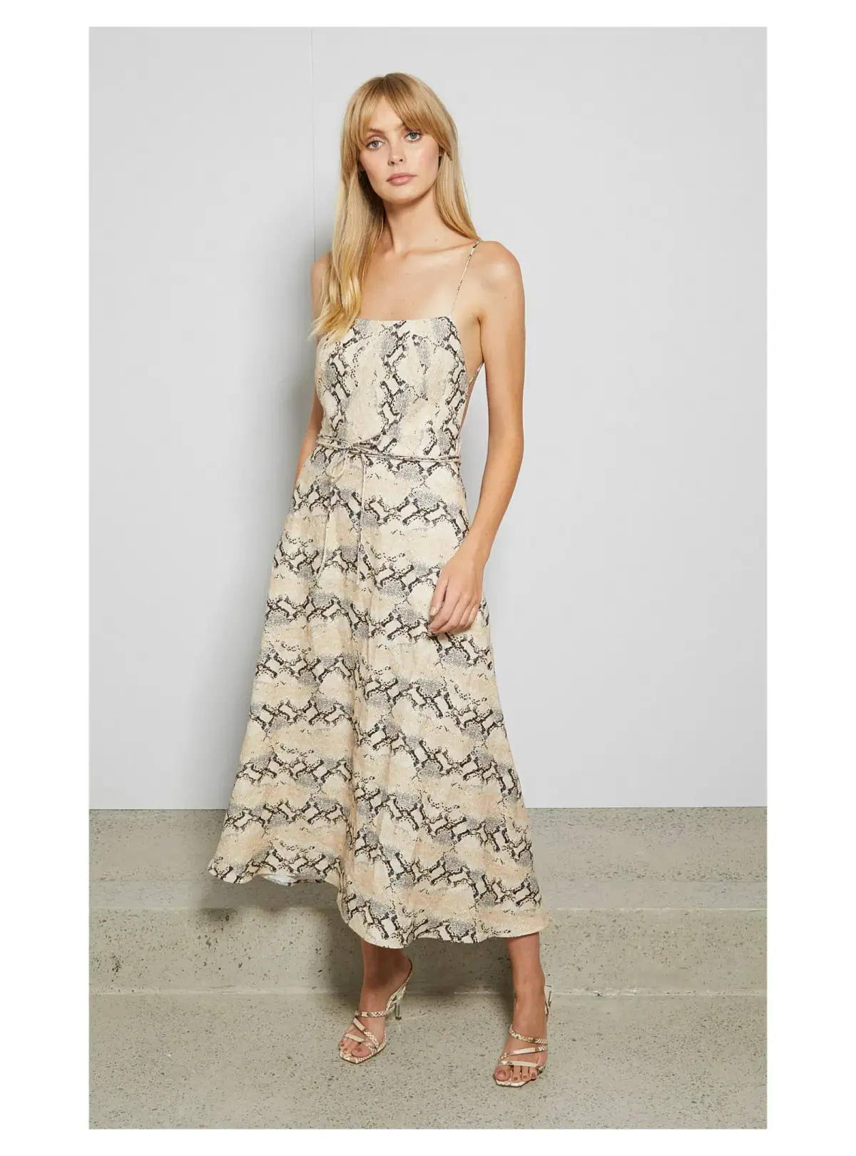 Bec & Bridge Franco Midi Dress Snakeskin Print Size AU 8 - Image 1