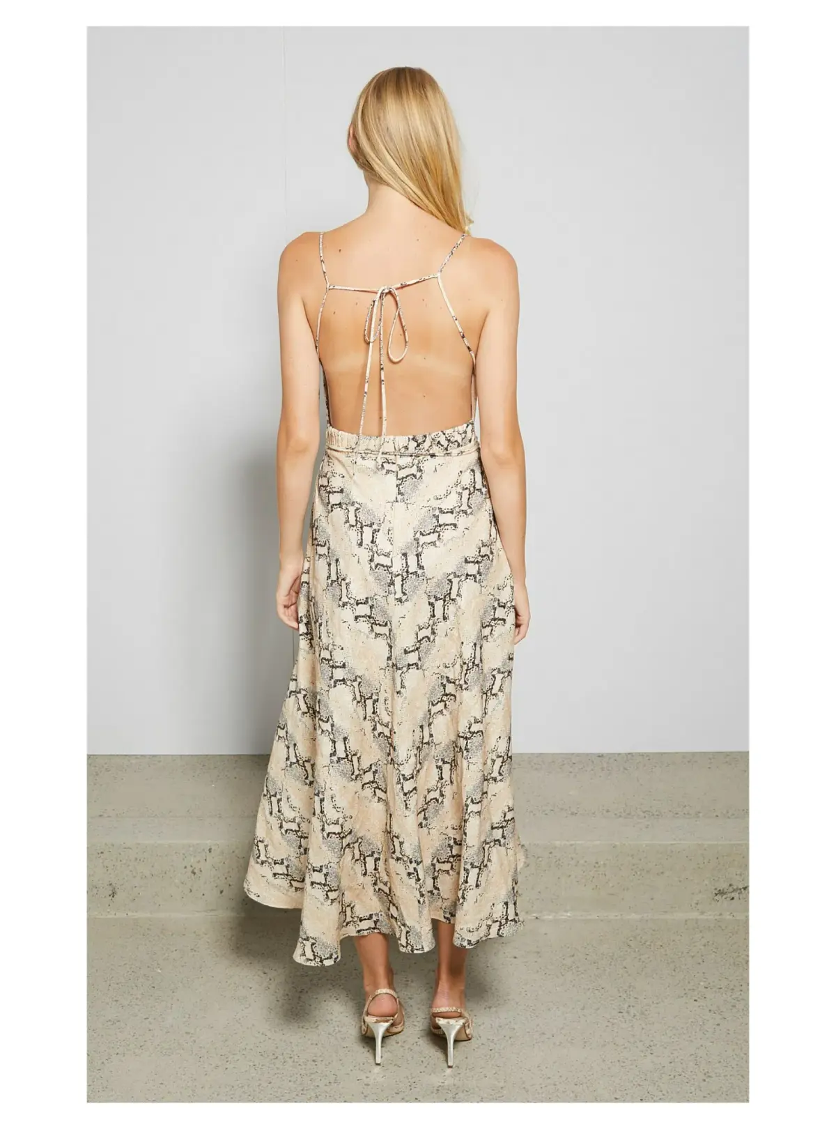 Bec & Bridge Franco Midi Dress Snakeskin Print Size AU 8 - Image 3