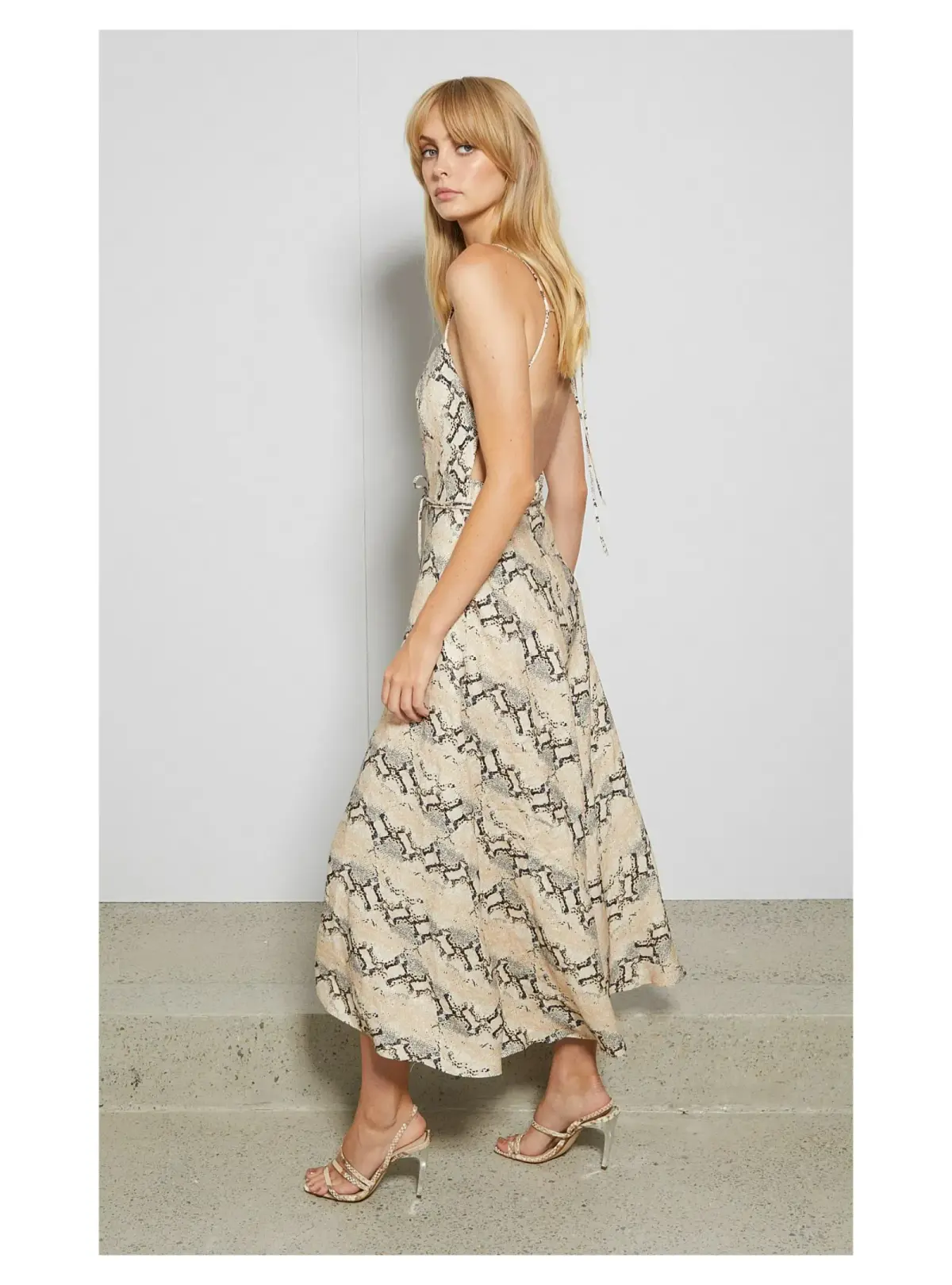 Bec & Bridge Franco Midi Dress Snakeskin Print Size AU 8 - Image 2