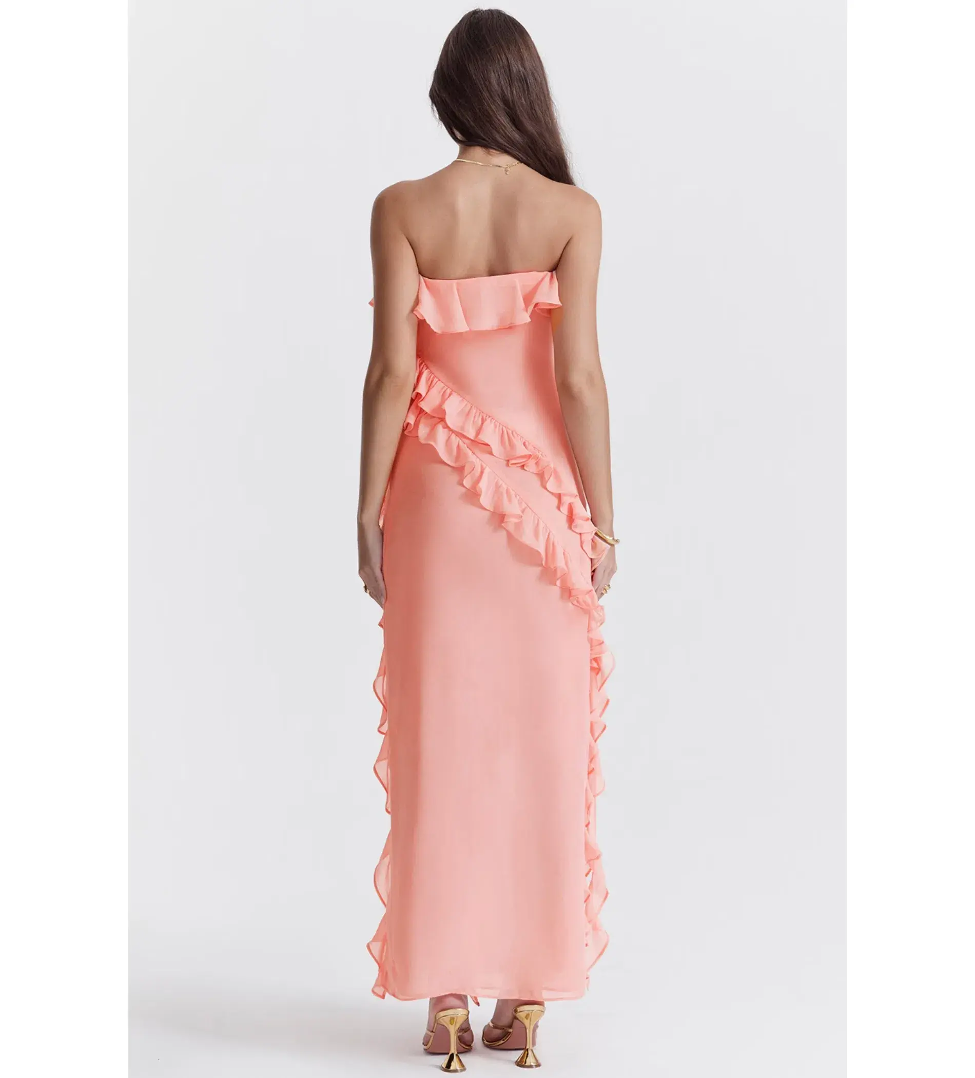 House of CB Sarina Ruffle Maxi Dress Apricot Size S / AU 8 - Image 3
