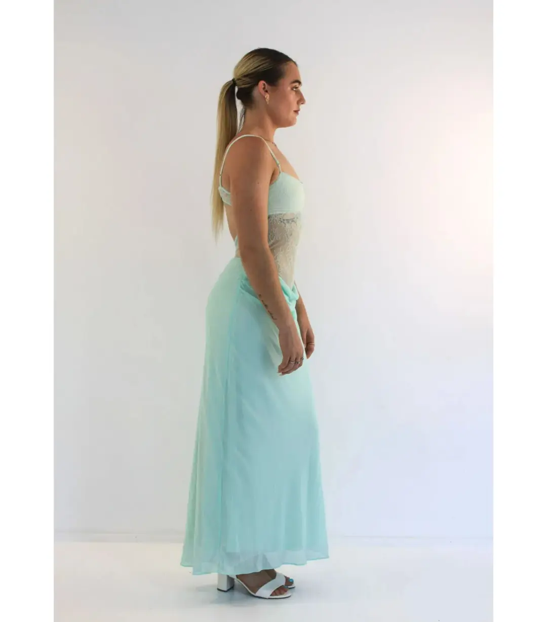 Benni Gabriel Maxi Dress Turquoise Sorbet Size AU 10 for rent on The Volte - main image