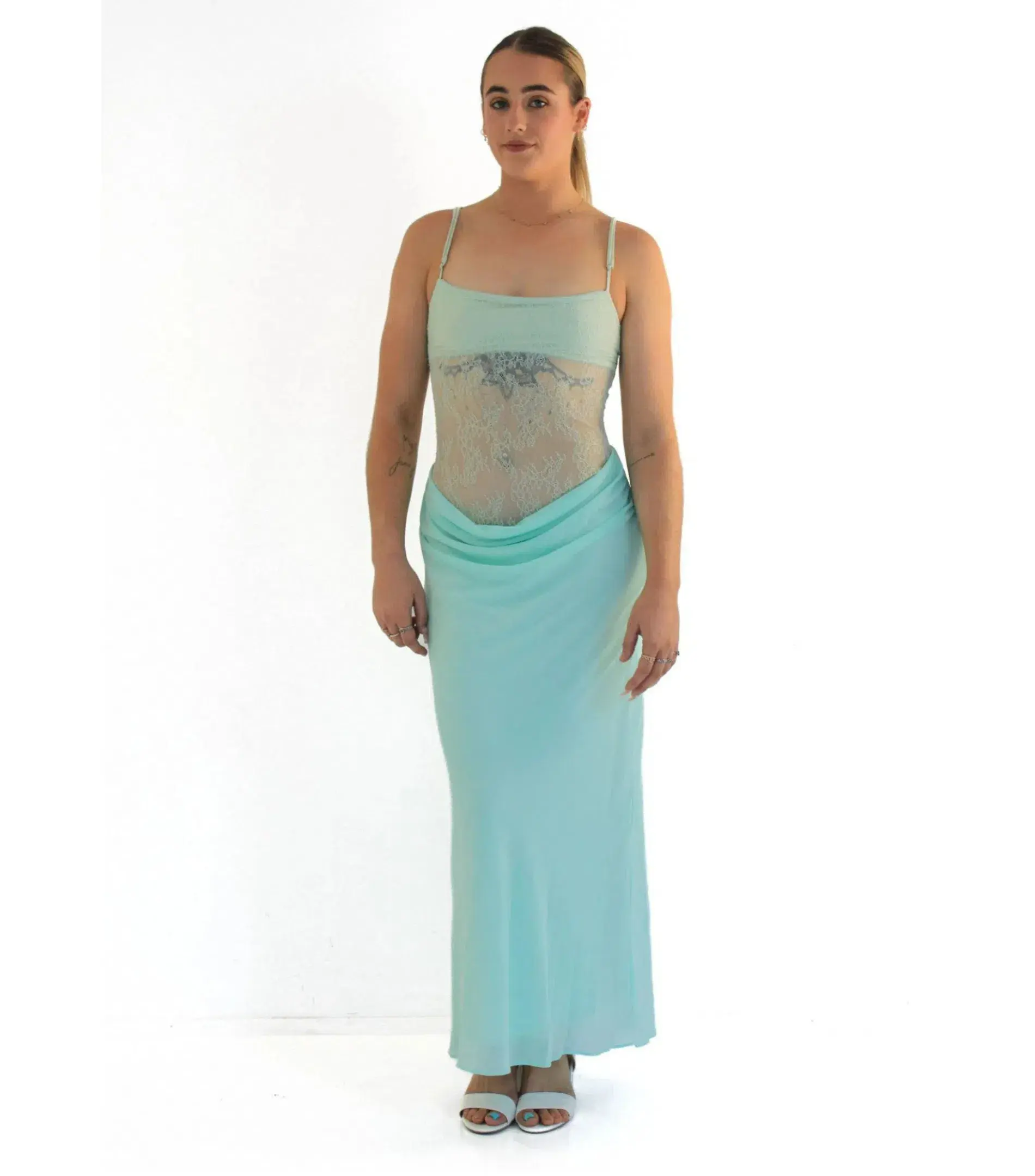 Benni Gabriel Maxi Dress Turquoise Sorbet Size AU 10 - Image 1