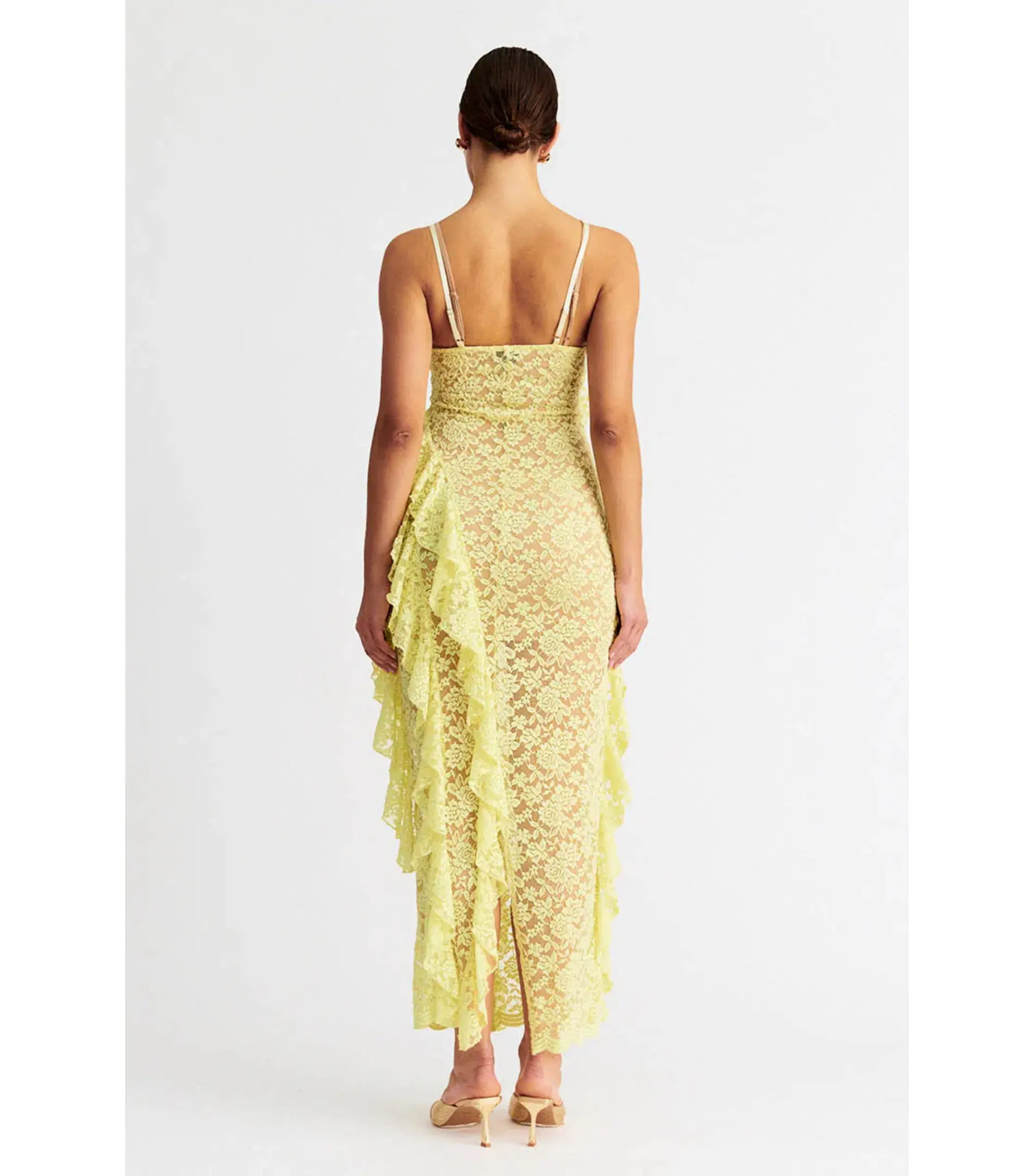 Suboo Gemma Strappy Maxi Dress Soft Lemon Size AU 8 - Image 3