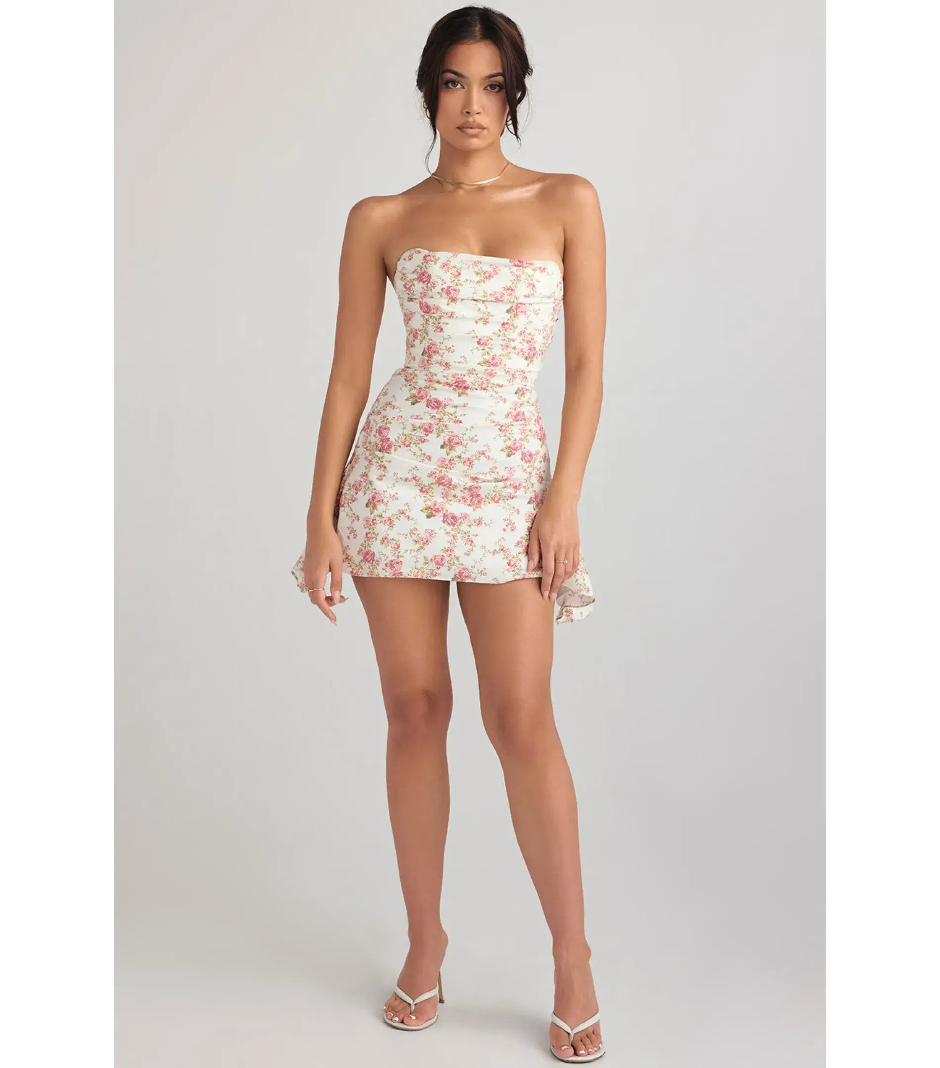 House Of CB Jasmine Draped Strapless Corset Dress Rose Print Size M / AU 10 - Image 1