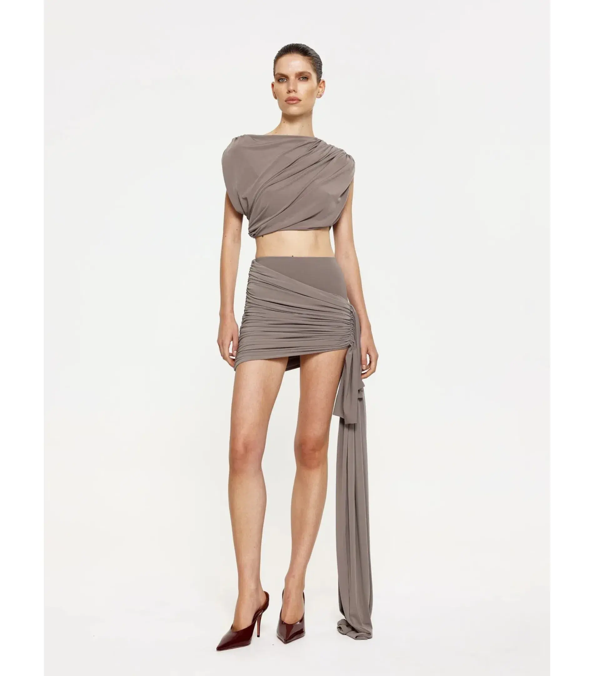 Effie Kats Maise Mini Skirt & Crop in Nutmeg Size AU 6 - Image 1