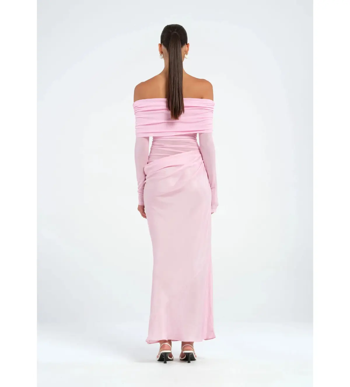Benni Yasmin Off Shoulder Maxi Baby Pink Size 6 - Image 3