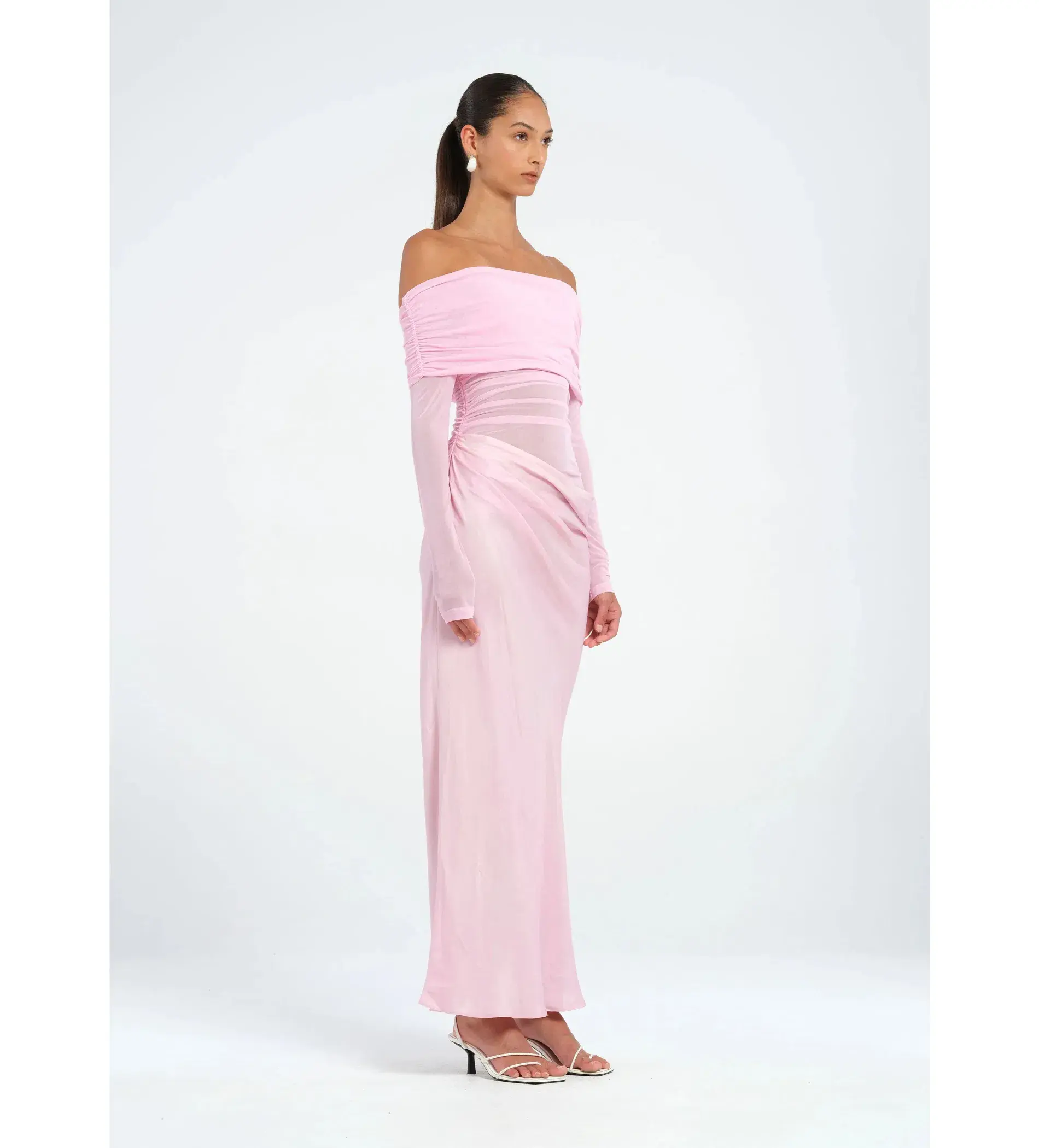 Benni Yasmin Off Shoulder Maxi Baby Pink Size 6 - Image 1
