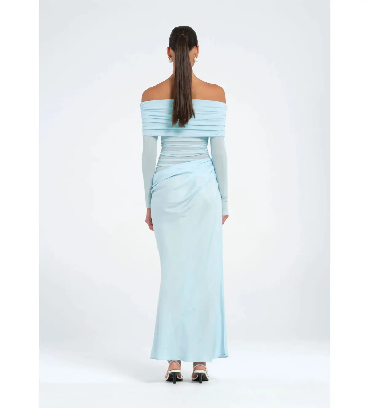 Benni Yasmin Off Shoulder Maxi Dress Baby Blue Size 6 - Image 3