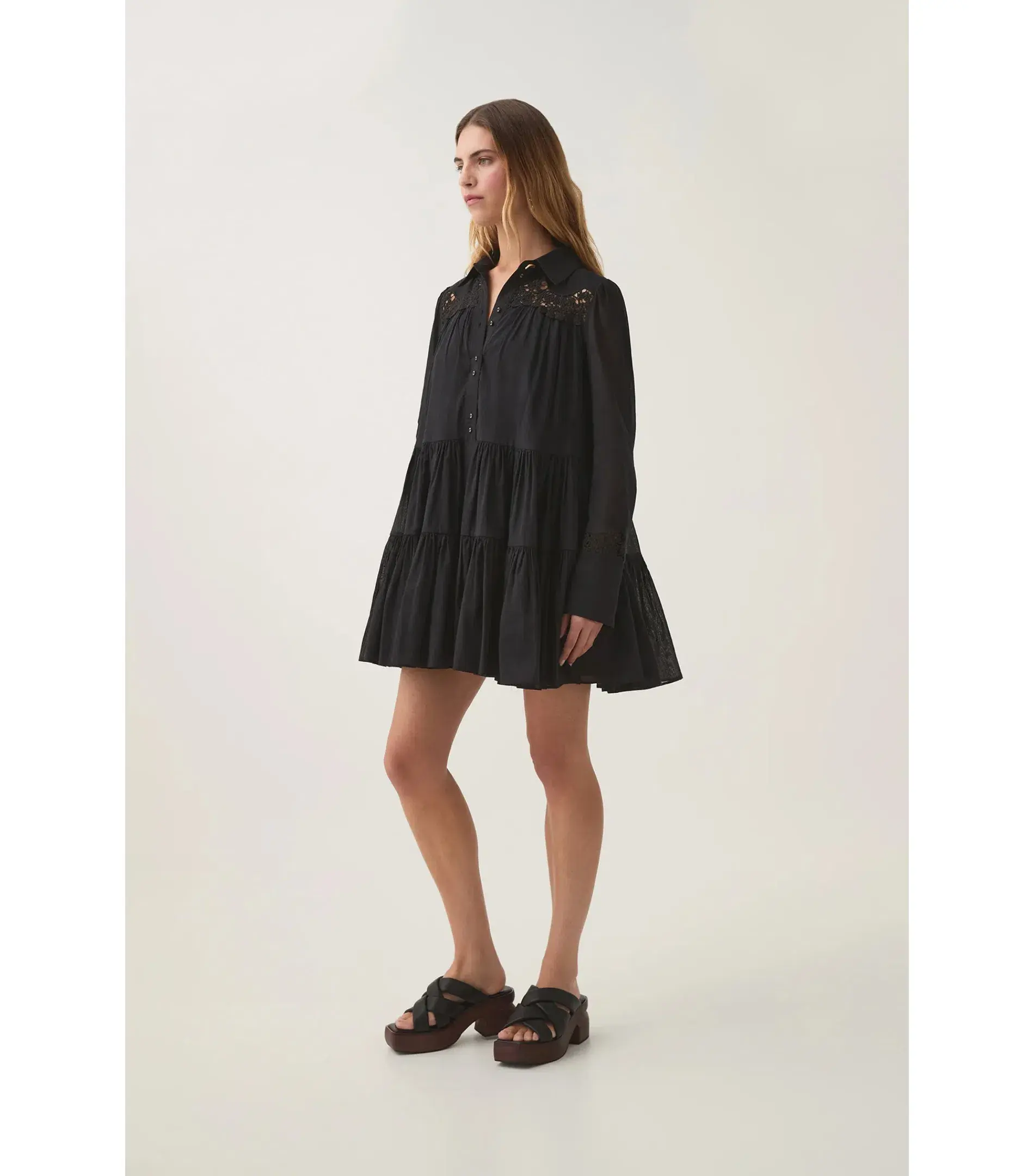 Aje Charmer Lace Trim Mini Dress Black Size AU 6 - Image 3
