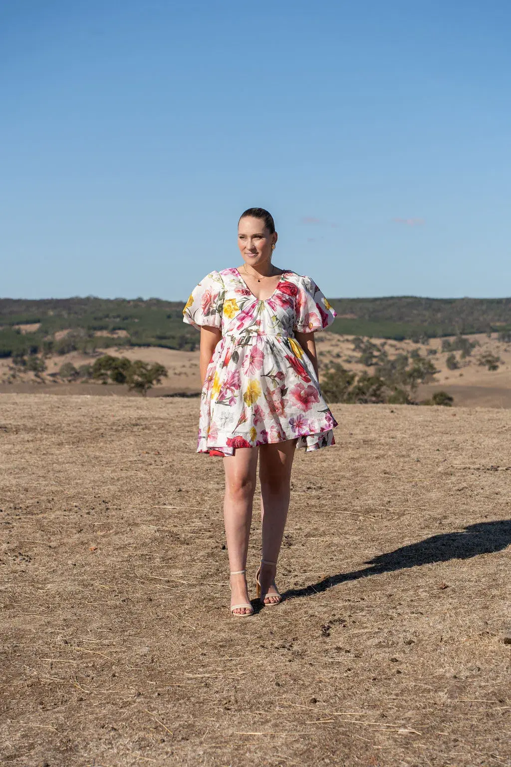 Aje fleur mini dress size 8 floral short puff sleeve - Image 1
