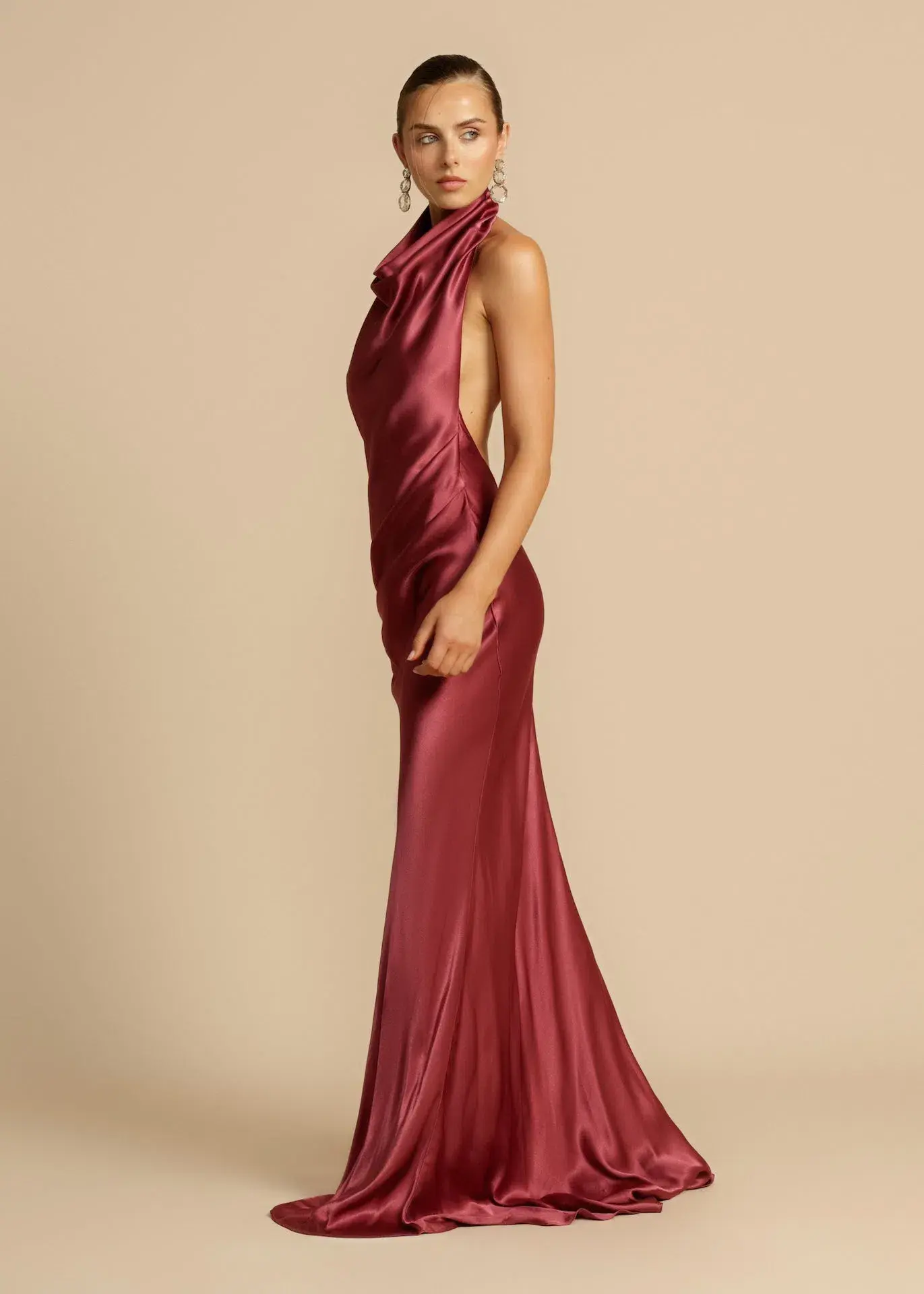 Arcina Ori Gaia Dress Burgundy Rich Plum Hue Size S / AU 8 - Image 3