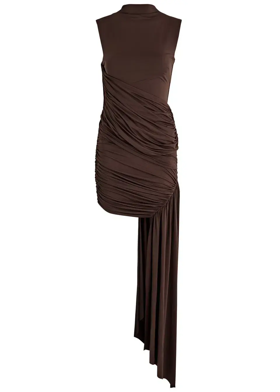 De La Vali Ravenna Draped Stretch-jersey Mini Dress Chocolate Brown Size 12 - Image 4