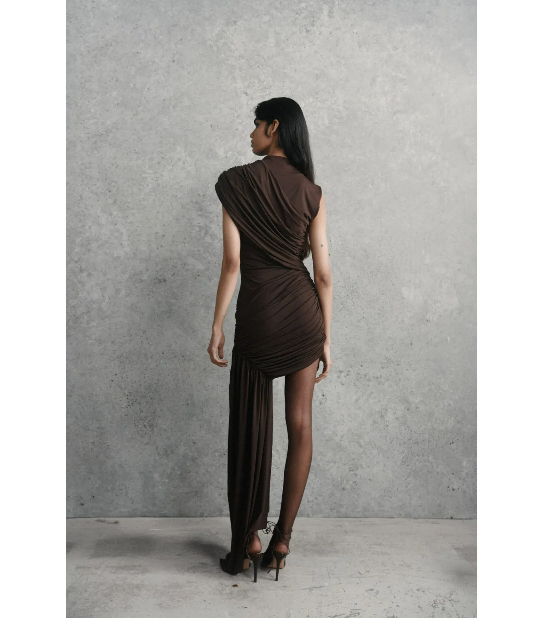De La Vali Ravenna Mini Dress in Chocolate Brown Jersey Size AU 6 - Image 3