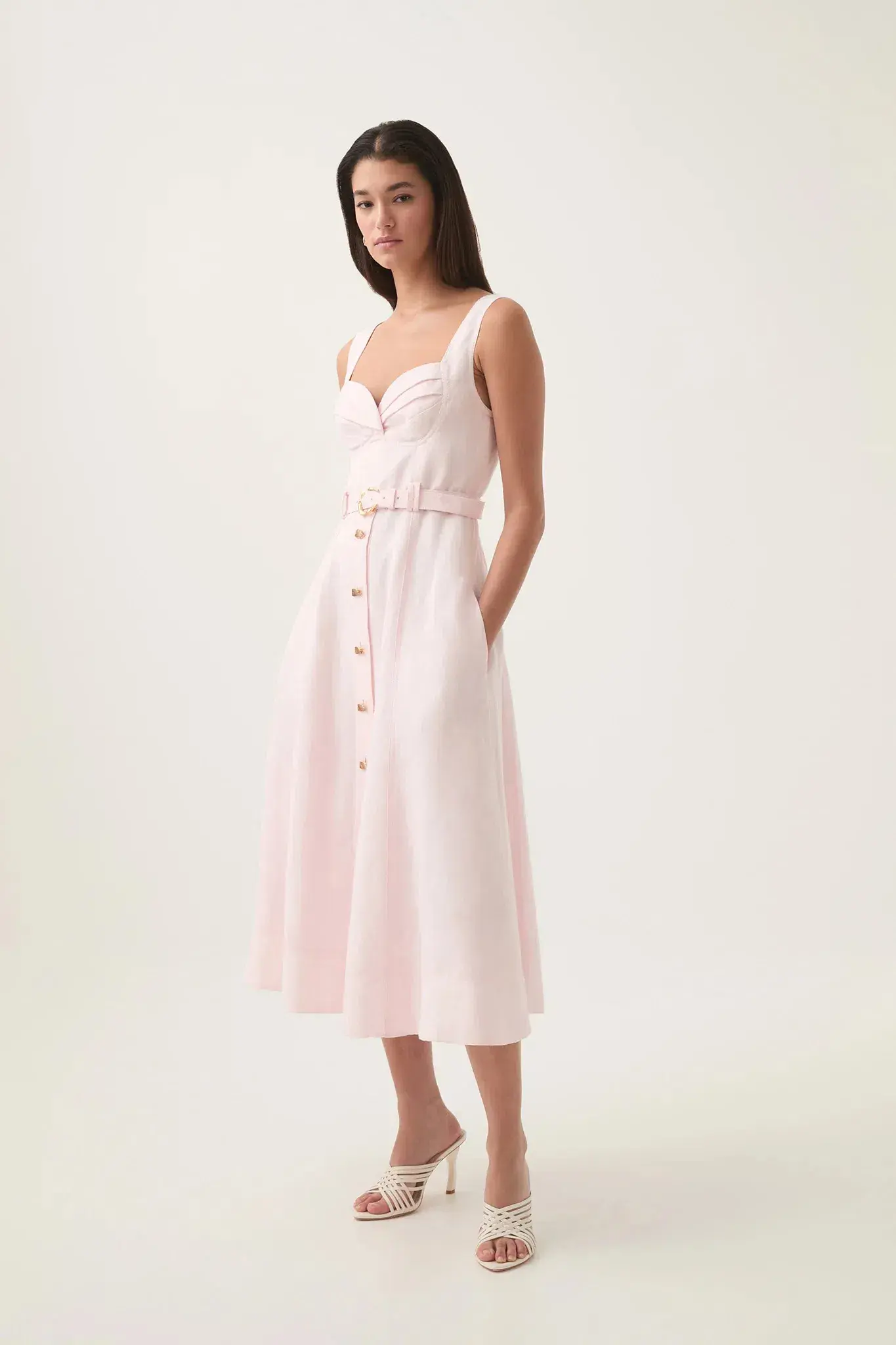 Aje Primary Belted Midi Blush AU Size 8 - Image 2