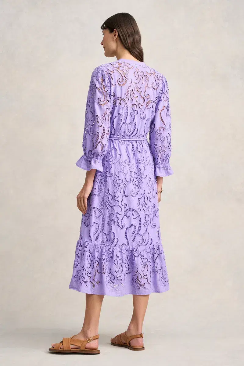 Blue Illusion Broderie Lace Midi Dress Bright Lilac Size 8/XS for rent on The Volte - main image