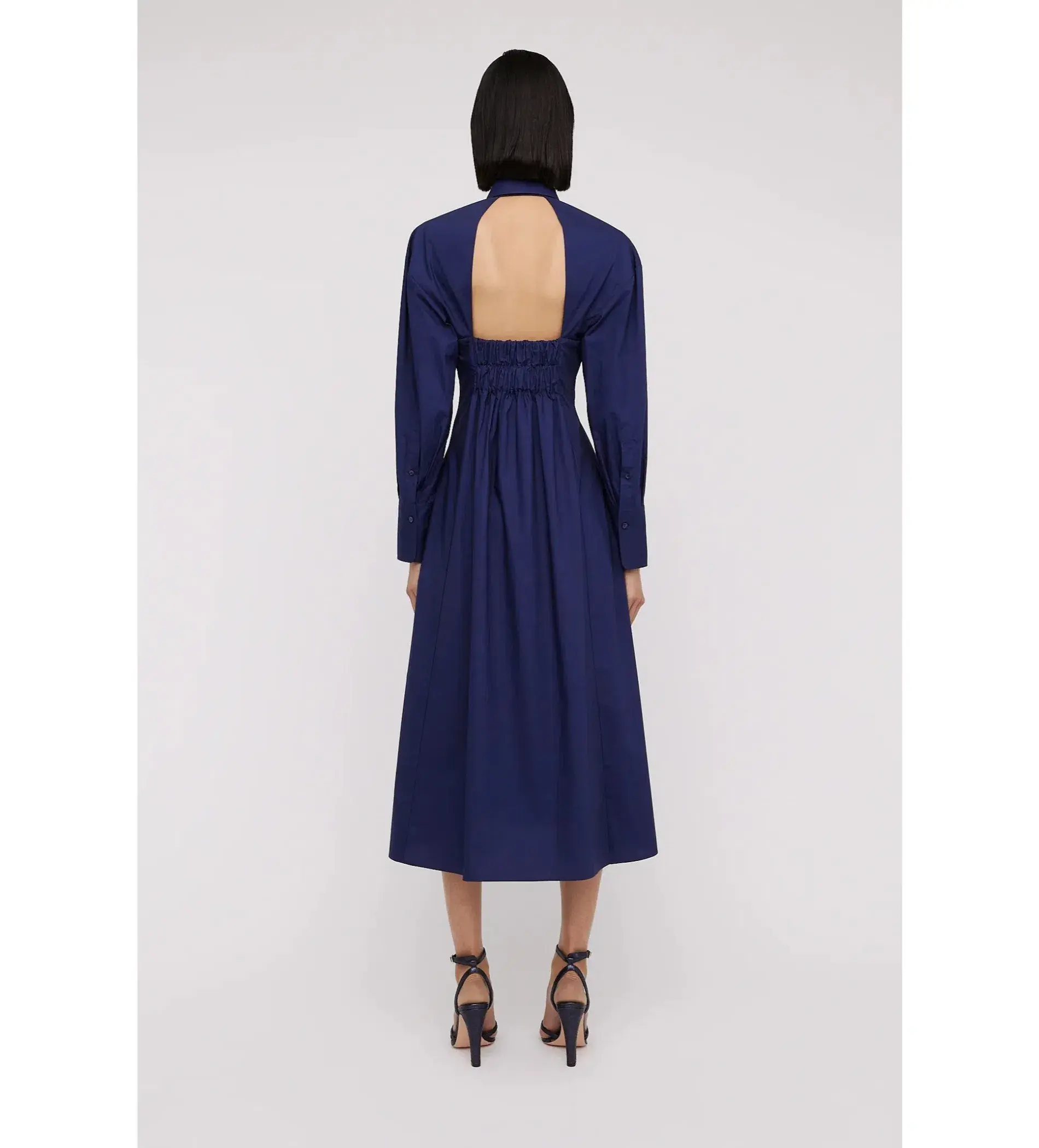 Scanlan Theodore Parachute Cut Out Shirt Midi Dress Navy Size AU 10 - Image 3