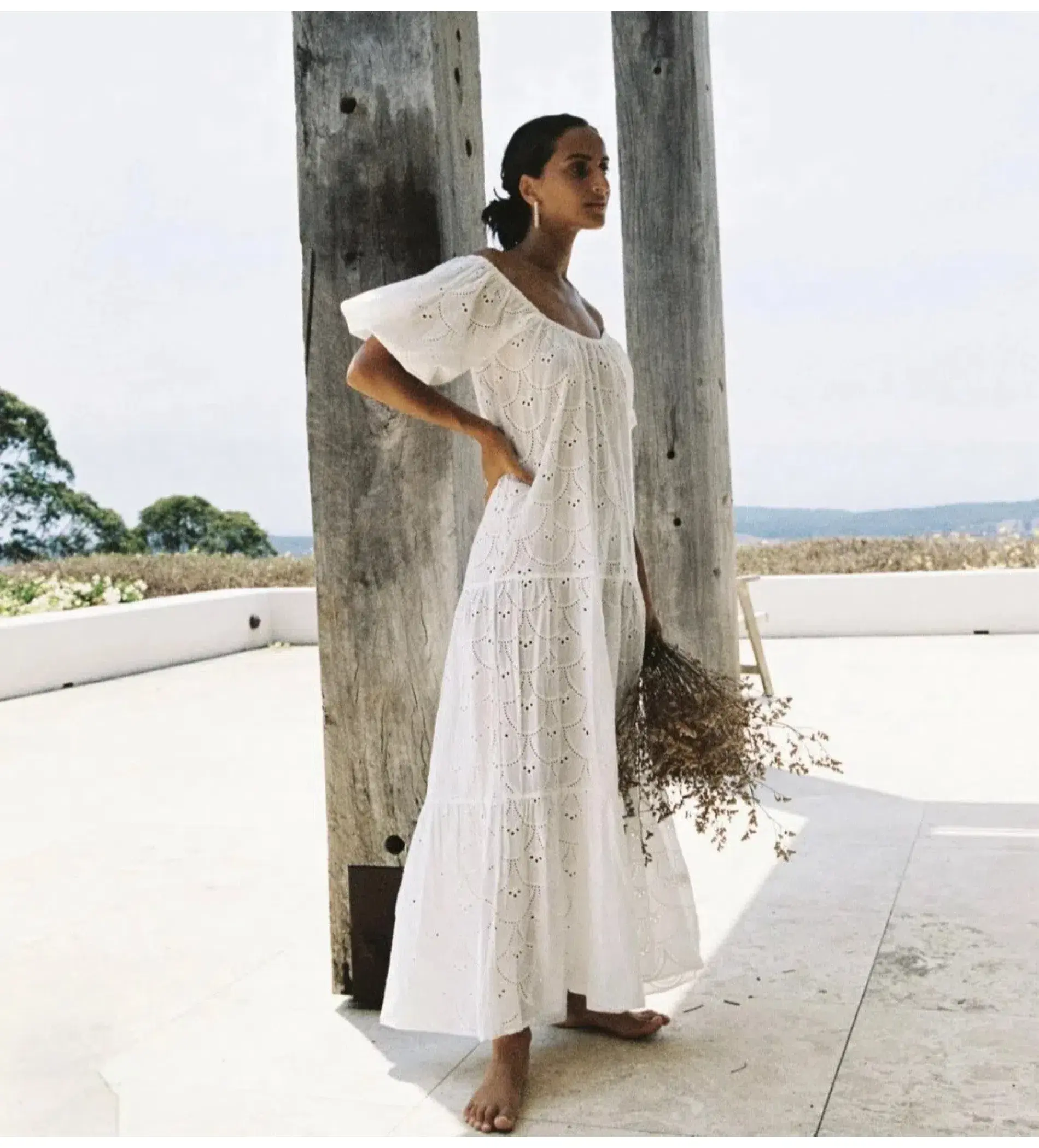 Palm Noosa Amalfi Broderie Anglais Maxi Dress White Size AU 10  - Image 3