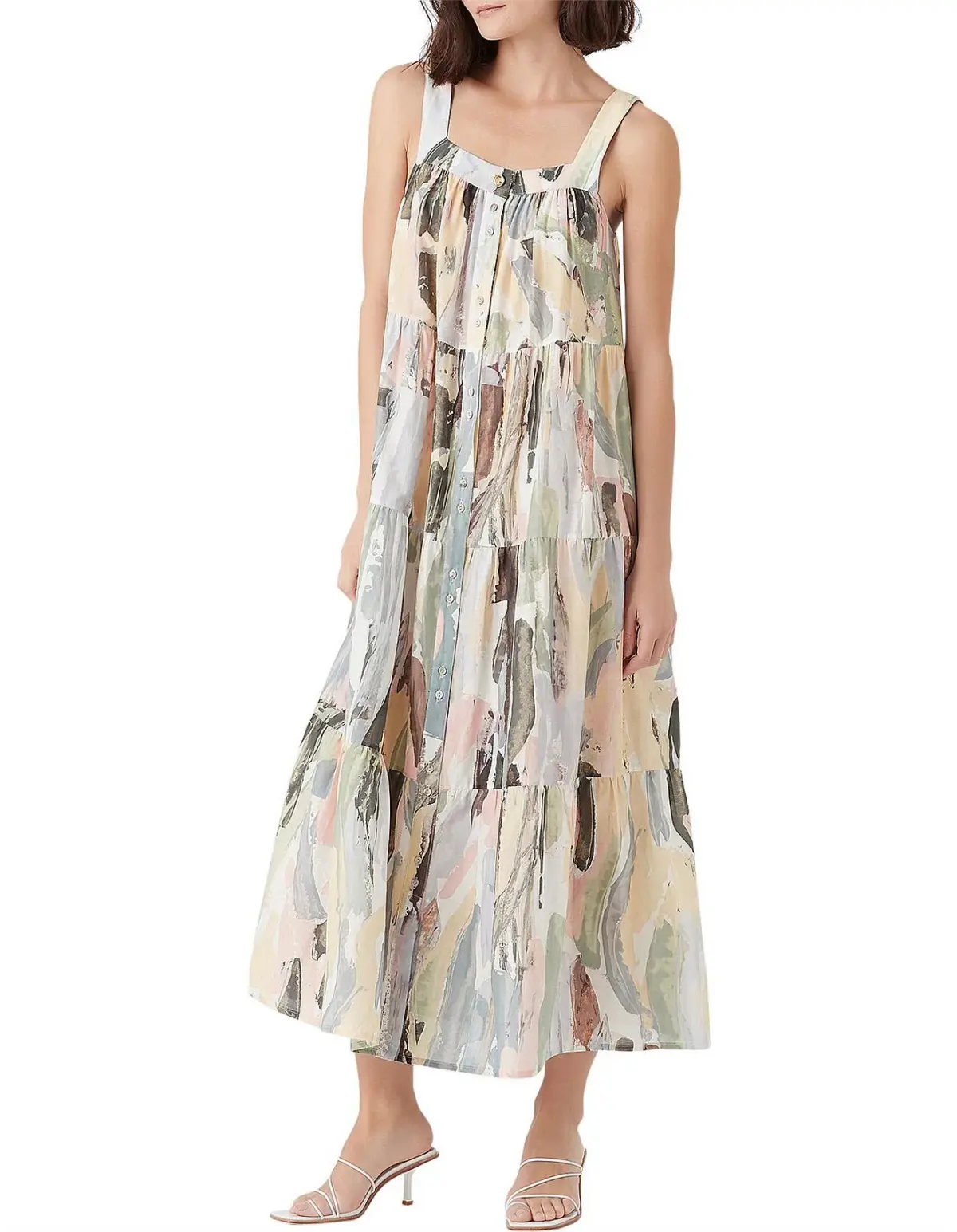 Aje Paperbark Tiered Midi Dress Size 14 - Image 2
