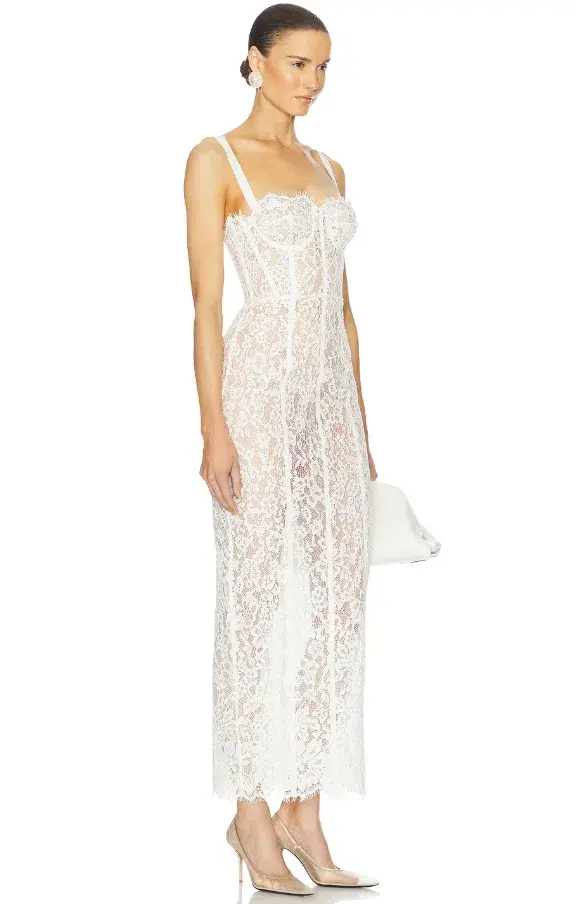Helsa Lace Column Dress White Size 8/XS - Image 1