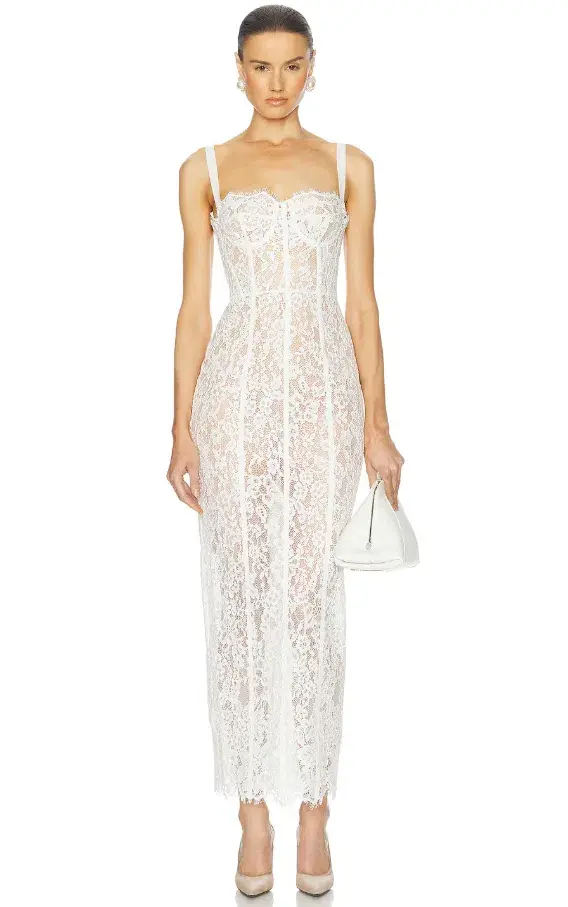 Helsa Lace Column Dress White Size 8/XS - Image 3