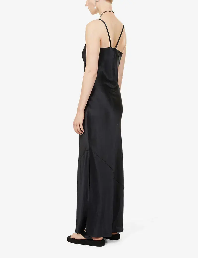 Sir the Label Julien Asymmetric Slip Dress Black Size 8  for rent on The Volte - main image