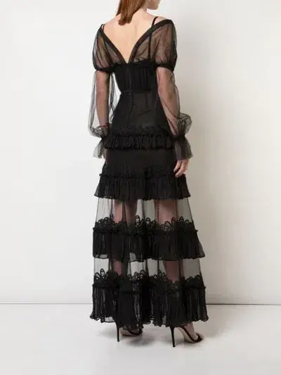 Jonathan Simkhai Lace Tulle Ruffle Dress Black Size 6 - Image 2