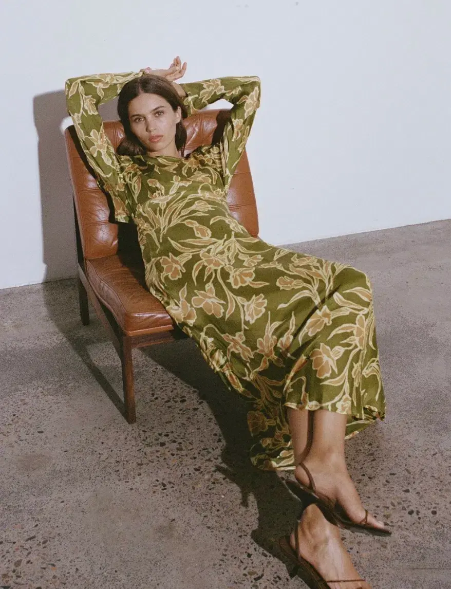 Faithfull Da Cova Maxi Green Floral Size 8 - Image 1