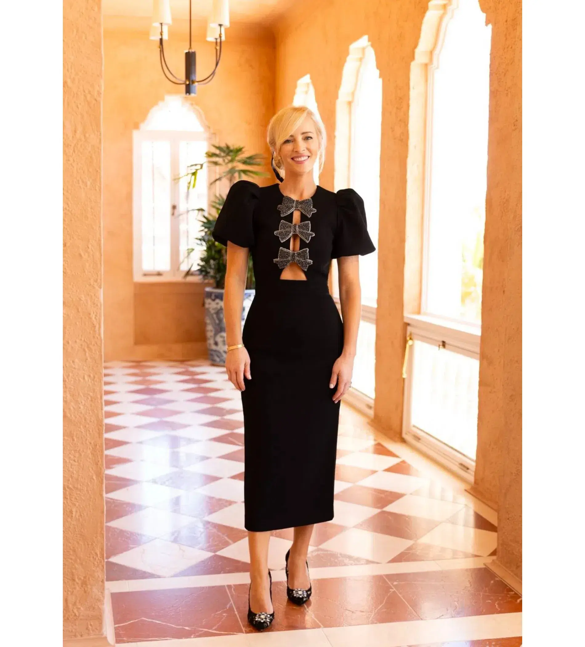 Rebecca Vallance Eliana Puff Sleeve Midi Dress Black Size 10 - Image 3