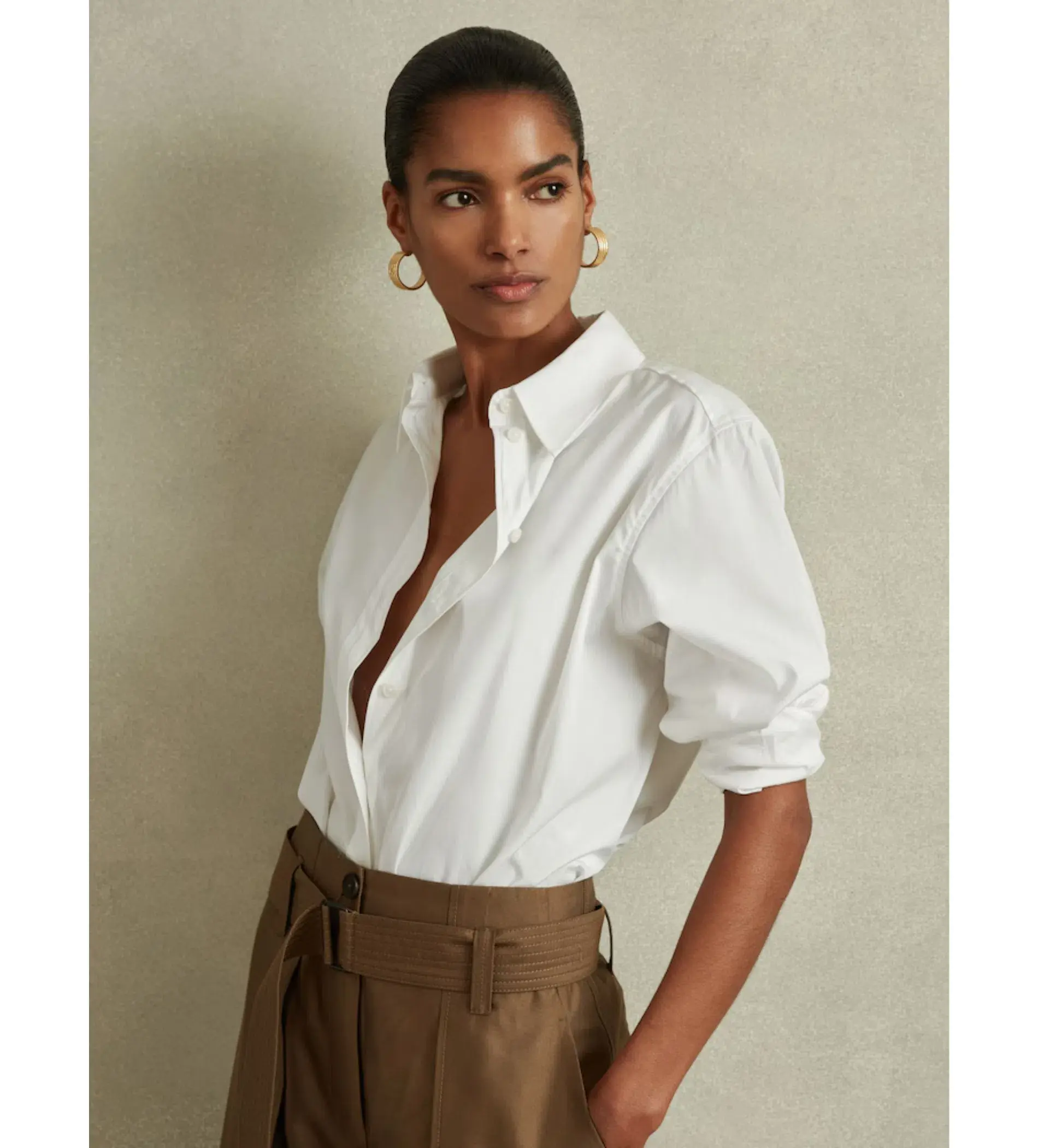 Reiss Jenny-cotton Poplin Shirt In White Size AU 8 - Image 2