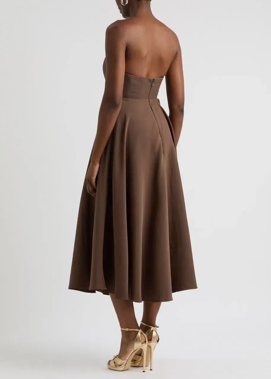 Odd Muse The Ultimate Strapless Jersey Midi Brown Size XS/AU 6 - Image 4