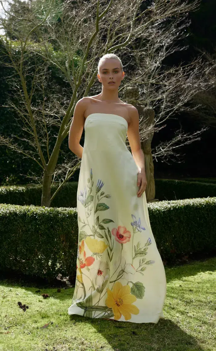 Aston Studio Lucie Dress in Buttermilk Fleur Size 10 for rent on The Volte - main image