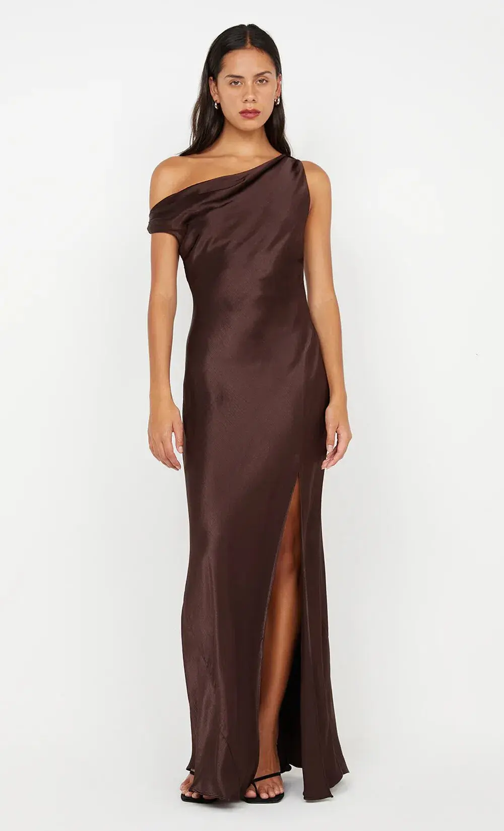 Bec & Bridge Sol Asym Maxi Dress Dark Chocolate Size AU 10 - Image 1