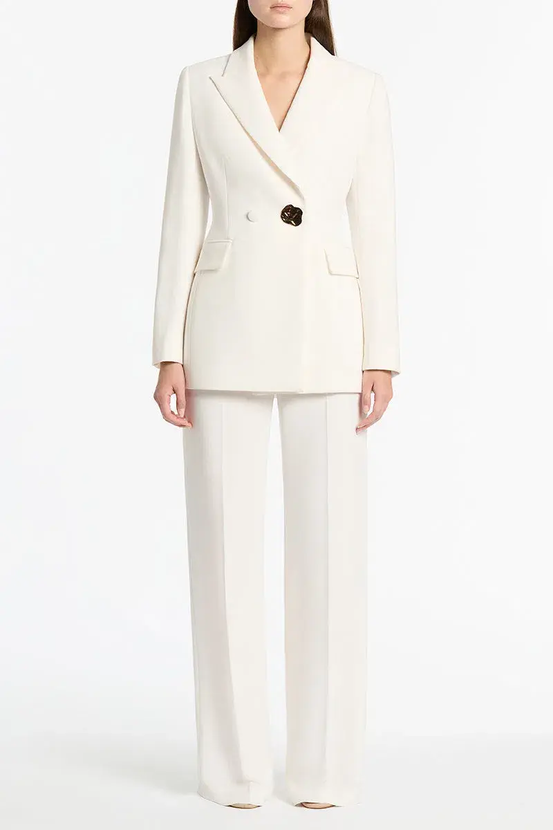 Carla Zampatti Florence Crepe Blazer White Size 12 - Image 1