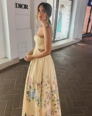 Zimmermann The Halliday Scallop Midi Dress in Cream Watercolour Floral Size 2 / AU 12 - Image 4