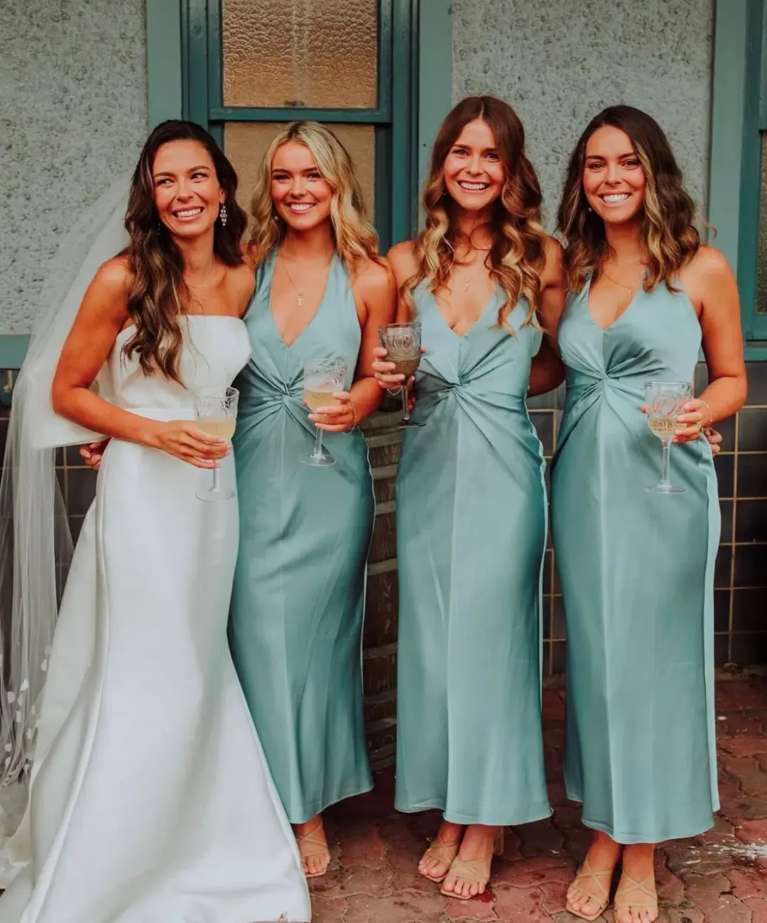 Shona Joy Luxe Twist Front Halter Midi Dress Azure Size 6 for rent on The Volte - main image