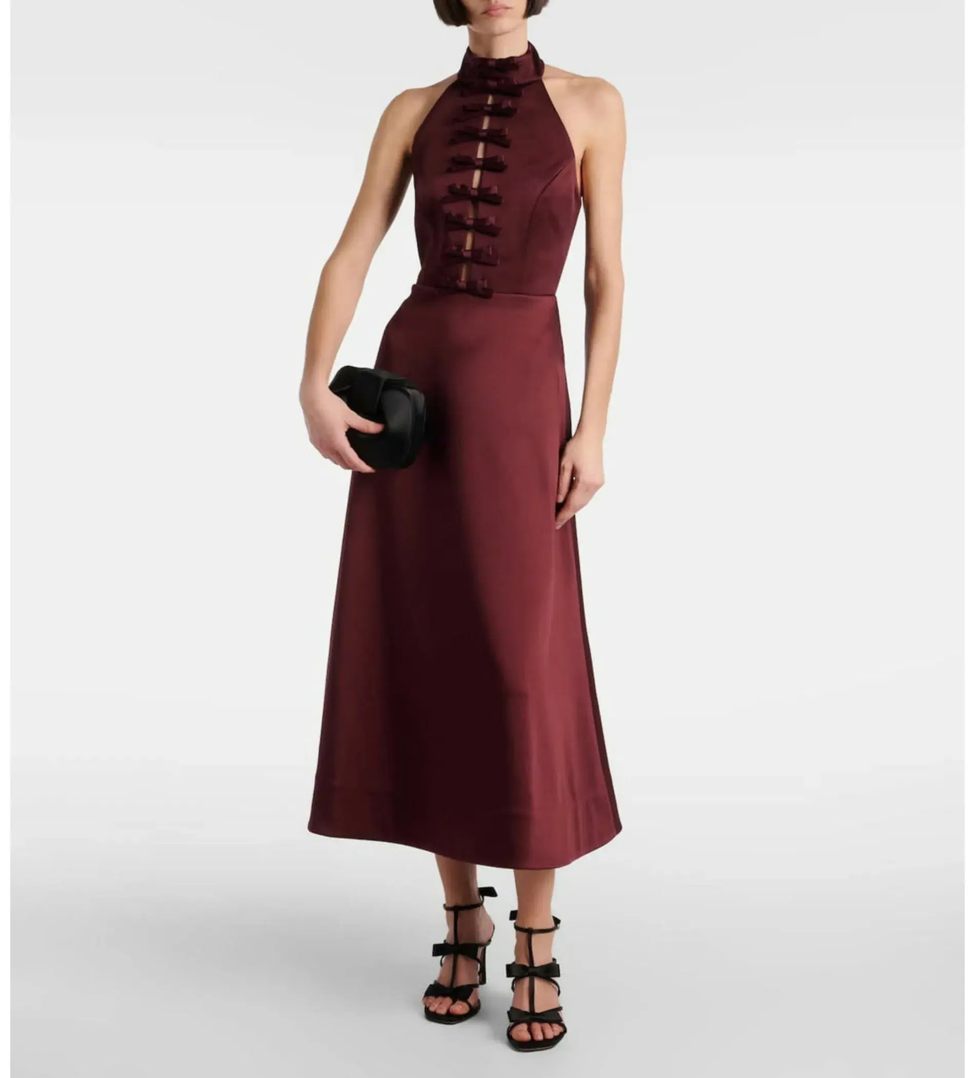 Rebecca Vallance Merlot Halter Midi Dress Burgundy Size 8 - Image 1